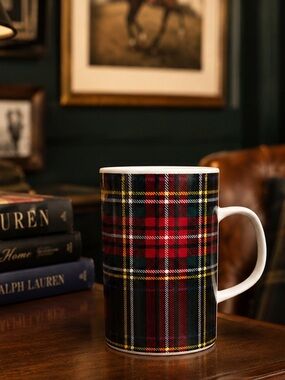 Vintage Dunoon Black Stewart Tartan Fine Bone China Mug NWT Scotland